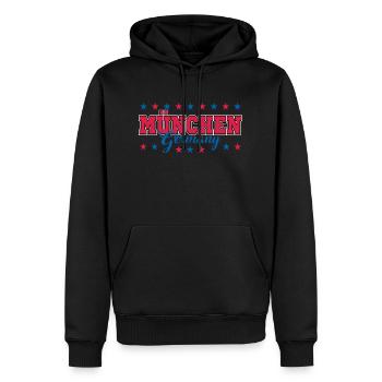 München - Männer Premium Bio Hoodie - Schwarz - Vorne - Nico (187cm)