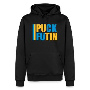Conception du logo Puck Futin - Sweat à capuche Premium bio Homme - noir - Devant - Nico (187cm)