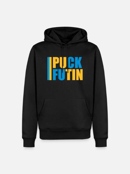 puck futin logo design - Men’s Premium Organic Hoodie - black