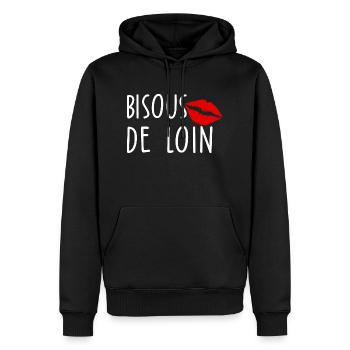 Bisous de loin - Sweat à capuche Premium bio Homme - noir - Devant - Nico (187cm)