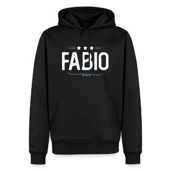 Fabio - Men’s Premium Organic Hoodie - black - Front - Nico (187cm)