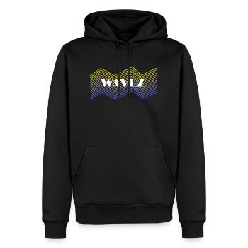 Wavez Design - Männer Premium Bio Hoodie - Schwarz - Vorne - Nico (187cm)