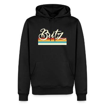 Britz - Neukölln - Berlin - Retro - Vintage Balken - Männer Premium Bio Hoodie - Schwarz - Vorne - Nico (187cm)