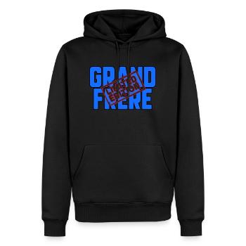 Grand frère - Sweat à capuche Premium bio Homme - noir - Devant - Nico (187cm)