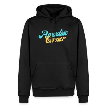 Paradies-Ecke - Männer Premium Bio Hoodie - Schwarz - Vorne - Nico (187cm)