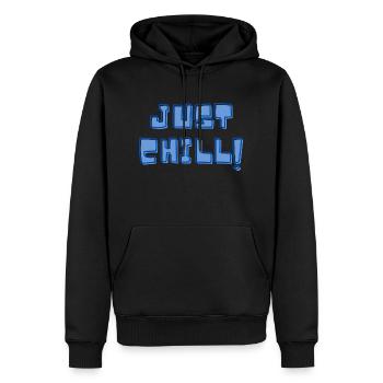 Chilling et traîner drôle en disant Just chill - Sweat à capuche Premium bio Homme - noir - Devant - Nico (187cm)