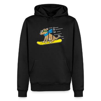 Snowboard Hund - Männer Premium Bio Hoodie - Schwarz - Vorne - Nico (187cm)