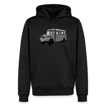 Bus Garant Robur Zittau DDR Oldtimer Ostalgie - Männer Premium Bio Hoodie - Schwarz - Vorne - Nico (187cm)