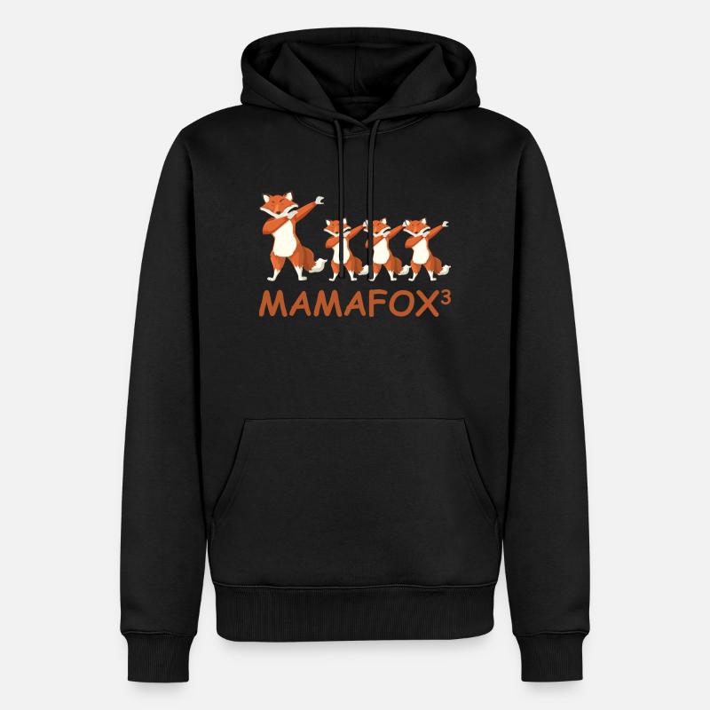 Schwanger werdene Mutter Drillinge Fuchs - Männer Premium Bio Hoodie - Schwarz
