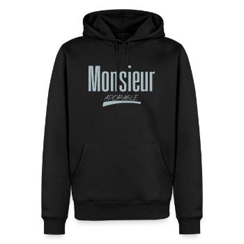 Monsieur ADORABLE - Sweat à capuche Premium bio Homme - noir - Devant - Nico (187cm)