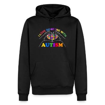 Ich liebe jemanden mit Autismus-Bewusstseinsmonat - Männer Premium Bio Hoodie - Schwarz - Vorne - Nico (187cm)