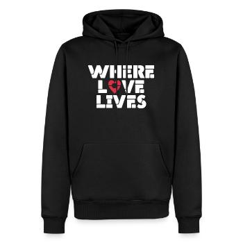 Where Love Lives - Men’s Premium Organic Hoodie - black - Front - Nico (187cm)