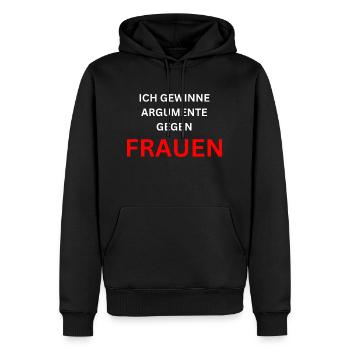 ICH GEWINNE ARGUMENTE GEGEN 17 17 cm - Männer Premium Bio Hoodie - Schwarz - Vorne - Nico (187cm)