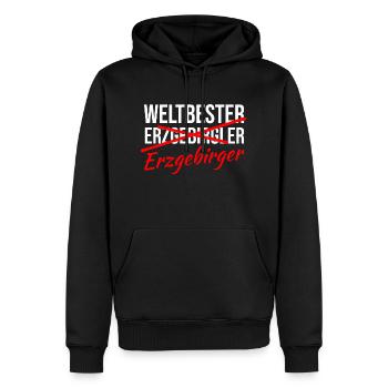 Nicht Erzgebirgler Erzgebirger - Männer Premium Bio Hoodie - Schwarz - Vorne - Nico (187cm)