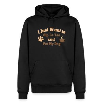 Je veux juste siroter un café et caresser mon chien - Sweat à capuche Premium bio Homme - noir - Devant - Nico (187cm)