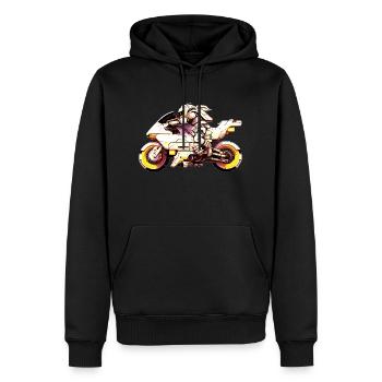 So fährt man Motorrad in der Zukunft bei Rennen - Männer Premium Bio Hoodie - Schwarz - Vorne - Nico (187cm)