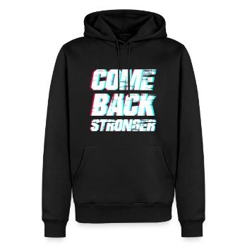 COME BACK STRONGER - COMEBACK - RÜCKKEHR - Männer Premium Bio Hoodie - Schwarz - Vorne - Nico (187cm)
