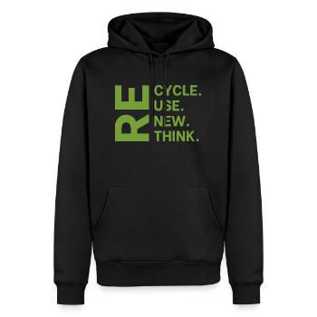 Recycle Reuse Renew Rethink For Earth Day 2023 - Sweat à capuche Premium bio Homme - noir - Devant - Nico (187cm)