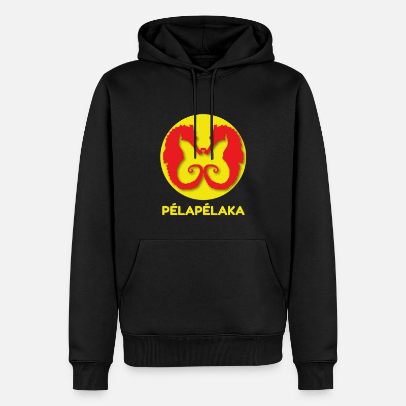 2HYPOCAMPILLON rouge et jaune - Sweat à capuche Premium bio Homme - noir