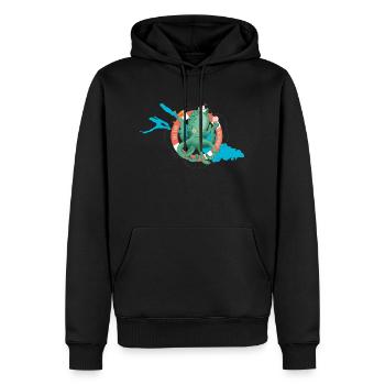 "See you at Bodensee" - Lustiges Motiv mit Oktopus - Männer Premium Bio Hoodie - Schwarz - Vorne - Nico (187cm)