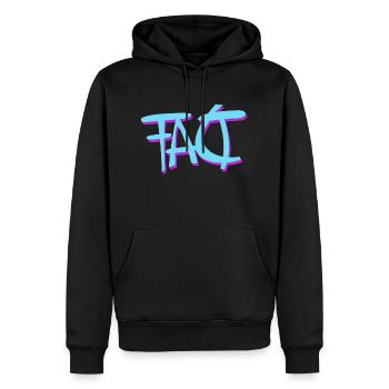 Fact Truth - un mot comme logo - Sweat à capuche Premium bio Homme - noir - Devant - Nico (187cm)