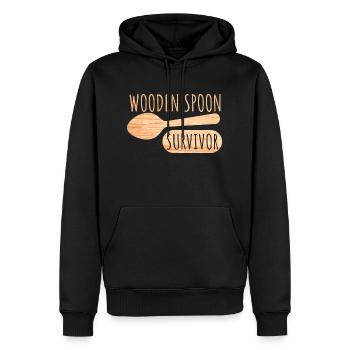 Survivant de la cuillère en bois - Sweat à capuche Premium bio Homme - noir - Devant - Nico (187cm)