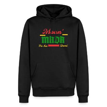 Moun Mada pa ka domi - Sweat à capuche Premium bio Homme - noir - Devant - Nico (187cm)