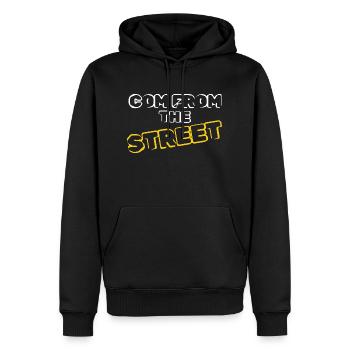 Come from the street - Sweat à capuche Premium bio Homme - noir - Devant - Nico (187cm)