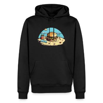 Hamburger à la plage n°1 - Sweat à capuche Premium bio Homme - noir - Devant - Nico (187cm)