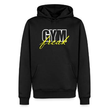 GYM Freak - Männer Premium Bio Hoodie - Schwarz - Vorne - Nico (187cm)