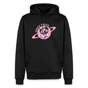 Happy Space Doggo - Süße Gestaltung - Männer Premium Bio Hoodie - Schwarz - Vorne - Nico (187cm)