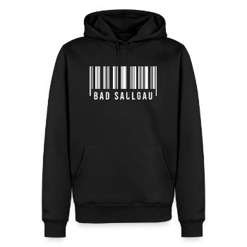 Schwabe Strichcode Bad Saulgau - Männer Premium Bio Hoodie - Schwarz - Vorne - Nico (187cm)