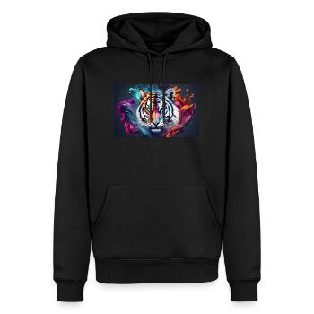 tigre coloré - Sweat à capuche Premium bio Homme - noir - Devant - Nico (187cm)