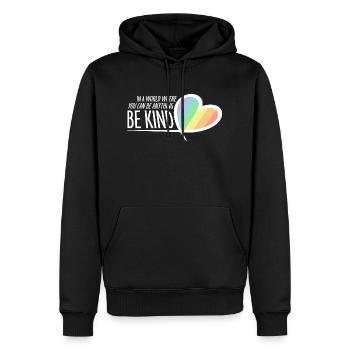 Dans un monde où vous pouvez être n’importe quoi, soyez gentil Citation - Sweat à capuche Premium bio Homme - noir - Devant - Nico (187cm)