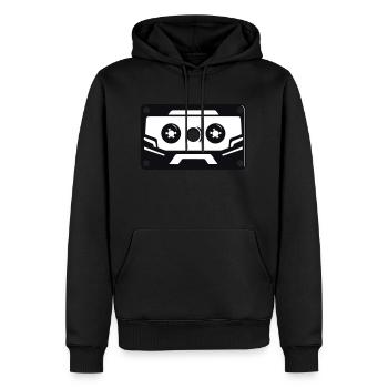 Résonance rétro : Vintage Cassette Tape Art - Sweat à capuche Premium bio Homme - noir - Devant - Nico (187cm)