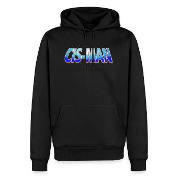 Cis-Man - Mann-80er Jahre Satire-Geschlecht-Ver.2 - Männer Premium Bio Hoodie - Schwarz - Vorne - Nico (187cm)