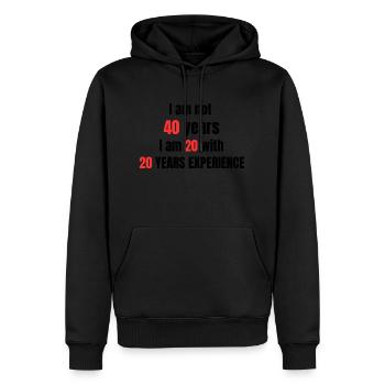 Je n'ai pas 40 ans - Sweat à capuche Premium bio Homme - noir - Devant - Nico (187cm)