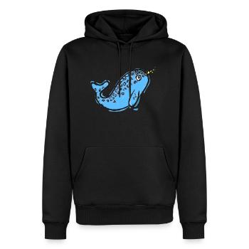 Illustration mignonne de narval - Sweat à capuche Premium bio Homme - noir - Devant - Nico (187cm)