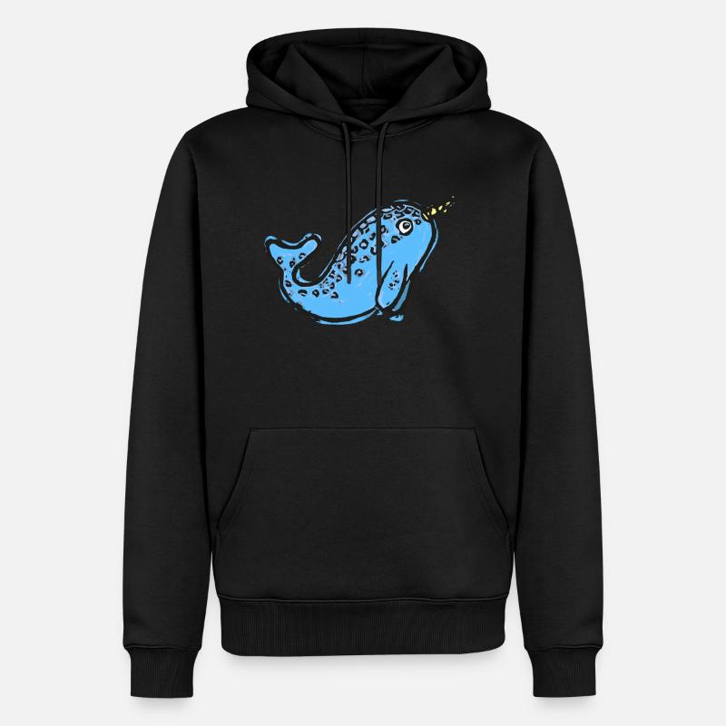 Illustration mignonne de narval - Sweat à capuche Premium bio Homme - noir