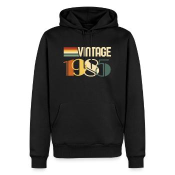 Jahrgang 1985 - 1985 Jubiläumsgeschenk - Männer Premium Bio Hoodie - Schwarz - Vorne - Nico (187cm)