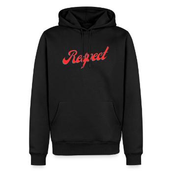 Respect - Männer Premium Bio Hoodie - Schwarz - Vorne - Nico (187cm)