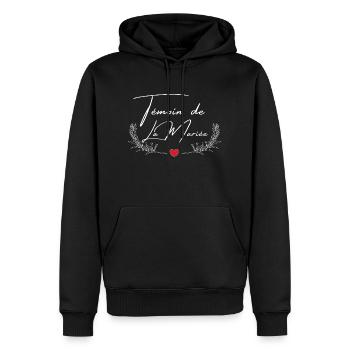 témoin de la mariée -tshirt assorti - Sweat à capuche Premium bio Homme - noir - Devant - Nico (187cm)