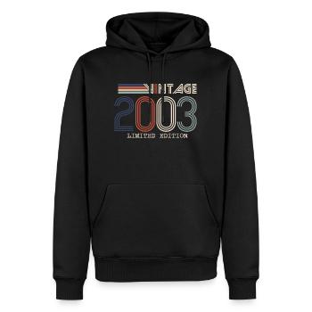 Jahrgang 2003 Jubiläumsgeschenk - Jahrgang 2003 - Männer Premium Bio Hoodie - Schwarz - Vorne - Nico (187cm)
