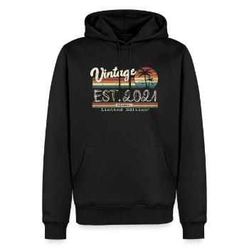 2021 né cadeau d’anniversaire vintage - Sweat à capuche Premium bio Homme - noir - Devant - Nico (187cm)