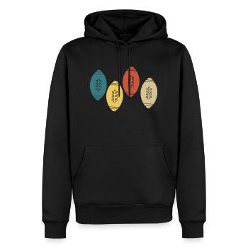 Vintage Retro Rugby - Männer Premium Bio Hoodie - Schwarz - Vorne - Nico (187cm)