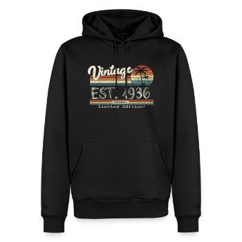 1936 né cadeau d’anniversaire vintage - Sweat à capuche Premium bio Homme - noir - Devant - Nico (187cm)
