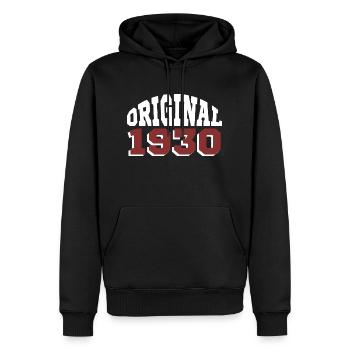Original 1930 - Sweat à capuche Premium bio Homme - noir - Devant - Nico (187cm)