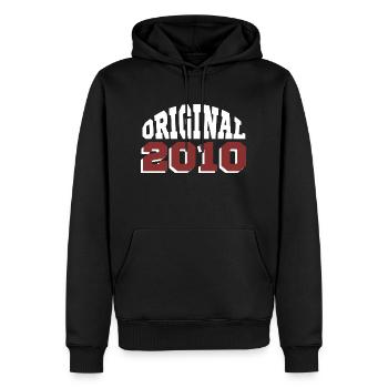 Ursprünglich: 2010 - Männer Premium Bio Hoodie - Schwarz - Vorne - Nico (187cm)