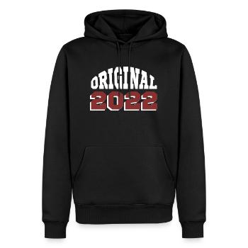 Ursprünglich: 2022 - Männer Premium Bio Hoodie - Schwarz - Vorne - Nico (187cm)