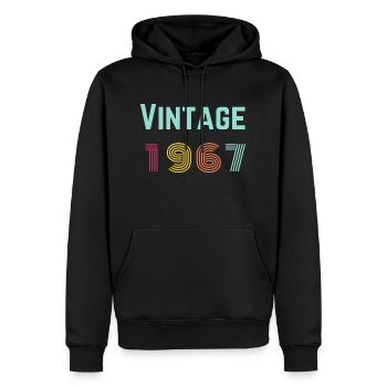Vintage 1967 Retro Typography - Men’s Premium Organic Hoodie - black - Front - Nico (187cm)